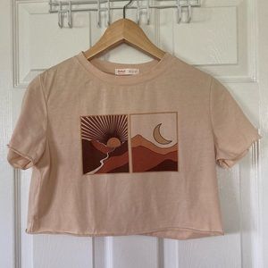 Sun and Moon Graphic Crop Top